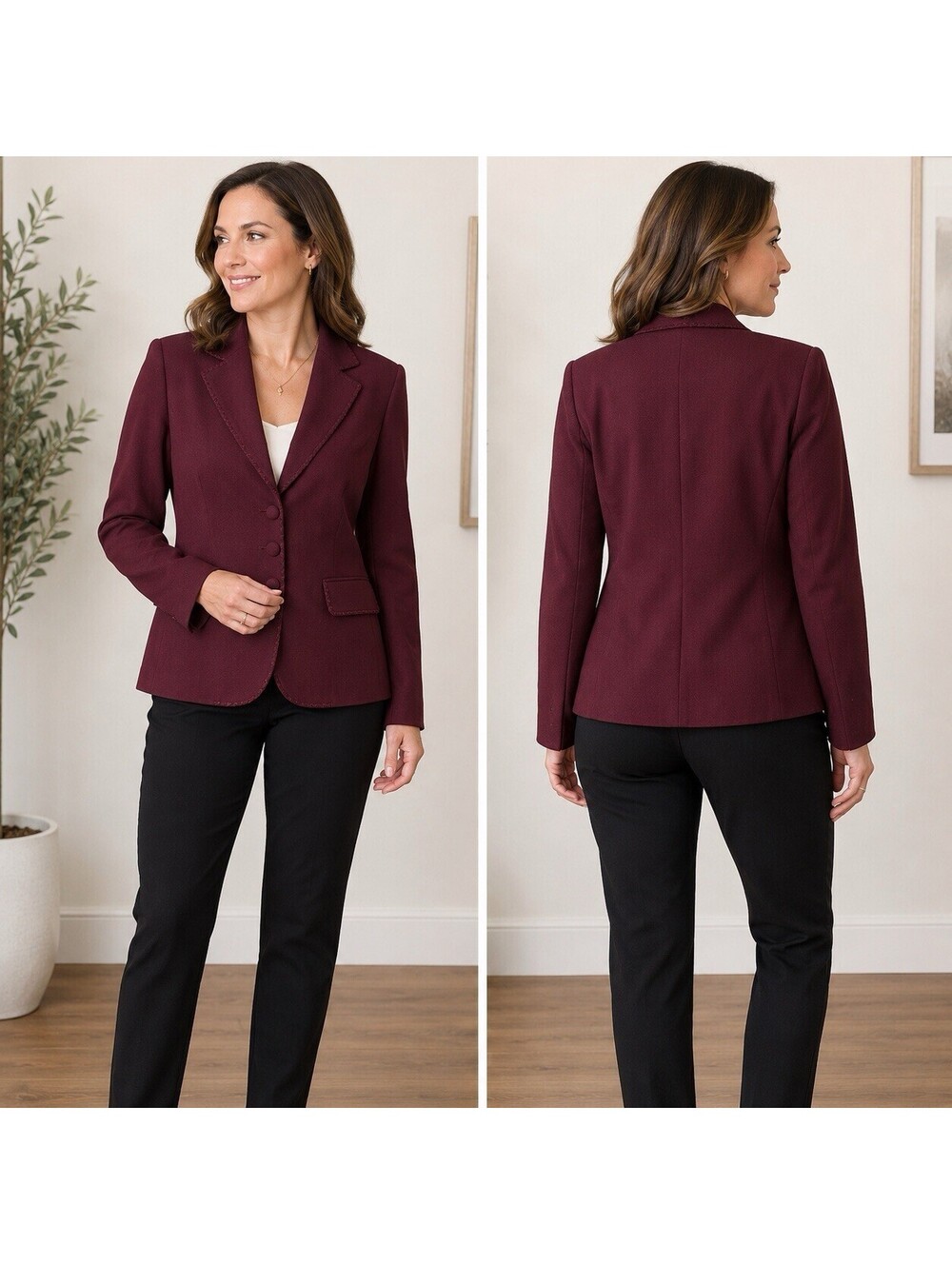 Georgiou Studio Blazer Women’s 10 Burgundy Wine Tailored Jacket Vintage Y2K